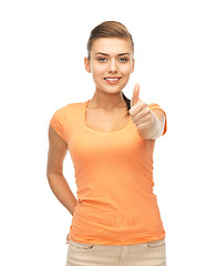 Image showing woman showing thumbs up