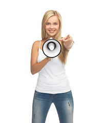 Image showing woman with megaphone