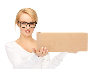 Image showing woman with cardboard box