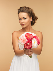 Image showing woman with bouquet of flowers