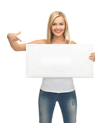 Image showing woman with white blank board