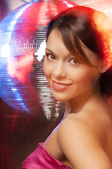 Image showing woman with disco ball