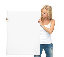 Image showing woman with white blank board