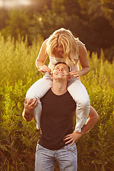 Image showing Family at sunset