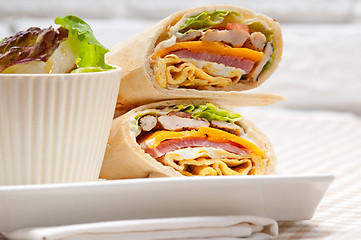 Image showing club sandwich pita bread roll