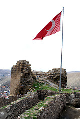 Image showing Turkish flag and tower