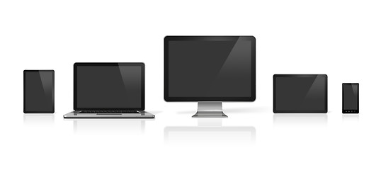 Image showing computer, laptop, mobile phone and digital tablet pc