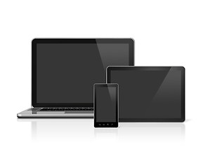 Image showing Laptop, mobile phone and digital tablet pc