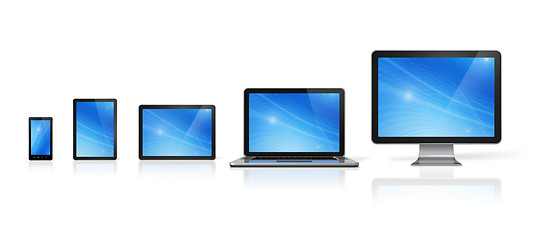 Image showing computer, laptop, mobile phone and digital tablet pc