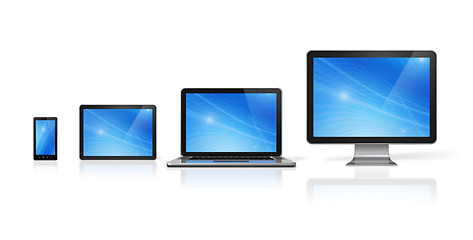 Image showing computer, laptop, mobile phone and digital tablet pc