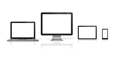 Image showing computer, laptop, mobile phone and digital tablet pc