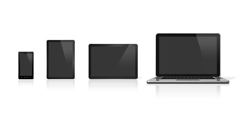 Image showing Laptop, mobile phone and digital tablet pc