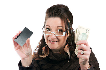 Image showing Woman With Card and Money