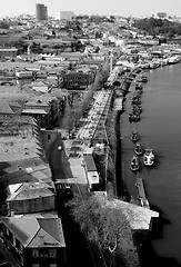 Image showing Portugal. Porto. Gaya. View of Douro river embankment  in black 