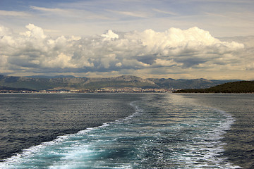 Image showing Adriatic seascape with ship trace