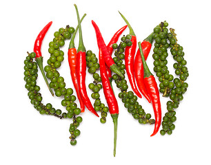 Image showing chili pepper and green bell pepper