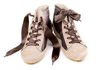 Image showing Pair of fashionable sneakers, isolate