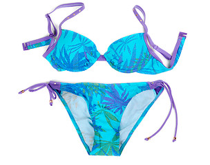 Image showing Blue colorful bikini with flower print