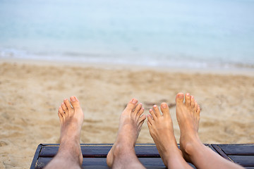 Image showing feet are on the beach