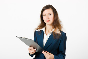 Image showing Girl with a clipboard