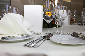 Image showing Luxury place setting with a menu card