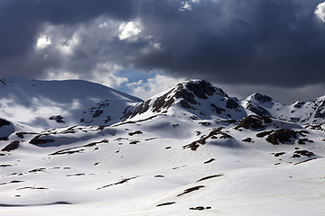 Image showing Snow mountains before storm