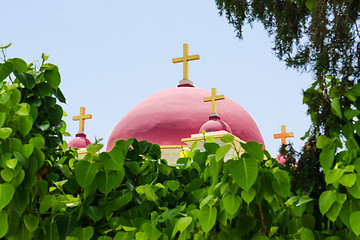 Image showing Christian orthodox church in natural foliage frame