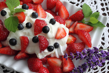 Image showing Dessert with strawberries