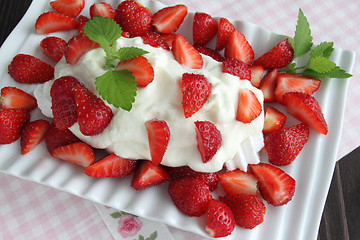 Image showing Dessert with strawberries
