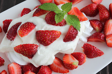 Image showing Dessert with strawberries