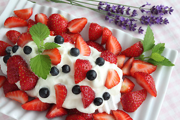 Image showing Dessert with strawberries