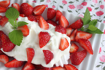 Image showing Dessert with strawberries