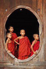 Image showing young monks in myanmar