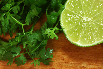 Image showing Salsa Ingredients of Lime and Cilantro