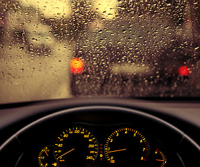 Image showing rain droplets on car windshield