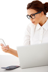 Image showing Businesswoman receiving a mobile call