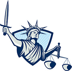 Image showing Statue of Liberty Holding Scales Justice Sword
