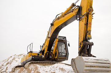 Image showing excavator quarry sand pit snow winter industry 