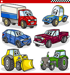 Image showing funny cartoon vehicles and cars set