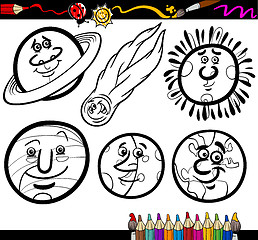 Image showing Cartoon Planets and Orbs coloring page