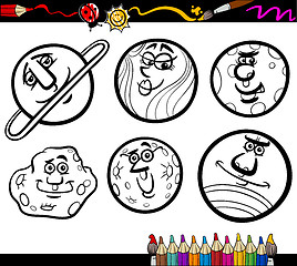 Image showing Cartoon Planets and Orbs coloring page