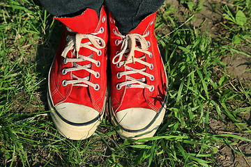 Image showing Vintage red sneakers