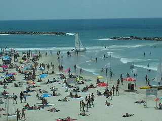Image showing Beach, the mediterranean sea, Tel Aviv, Israel
