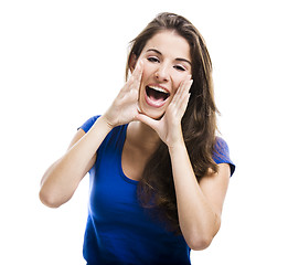 Image showing Beautiful woman shouting