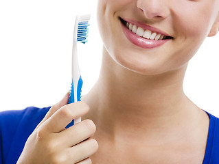 Image showing Beautiful woman with a toothbrush