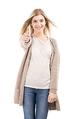 Image showing Beautiful girl with thumbs up