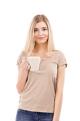 Image showing Beautiful woman with a cup of coffee