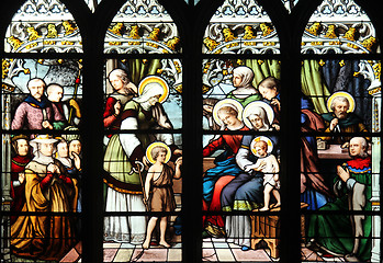 Image showing St. John the Baptist introduced by his mother, St. Elizabeth, the Infant Jesus and the Holy Kinship (The Virgin, St. Joseph and St. Anne)