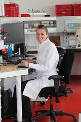 Image showing Confident female lab technician