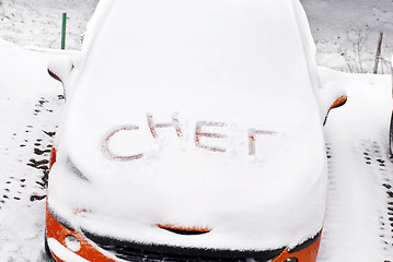 Image showing Snow letters written on car